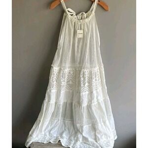 New NWT Free People womens Beach Cover Up Midi Dress L white retail $78 #025